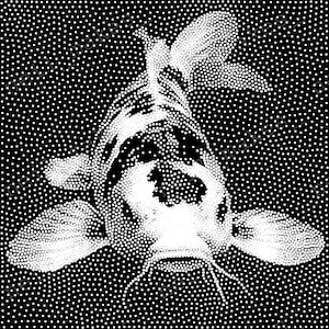 Imagen vectorial de arte punteado de carpa koi. Proyecto de fresadora CNC/Descarga de archivo de grabado láser (archivos SVG, DXF y PNG).