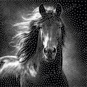 Vektorbild av häststipplekonst, CNC-fräsprojekt / Ladda ner lasergraveringsfil (svg-, dxf- och png-filer)