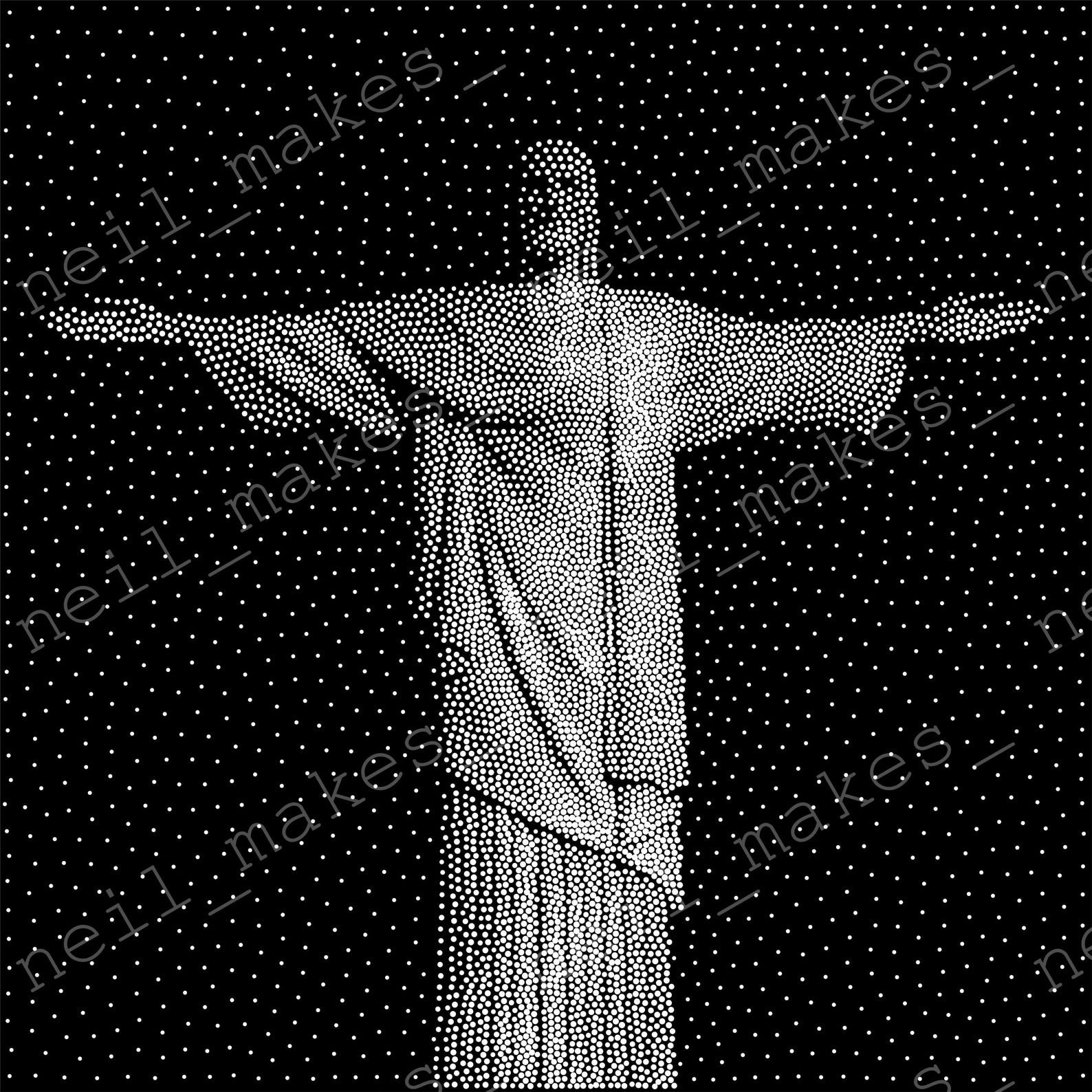 Christ the Redeemer Statue Stipple Art Vector Image CNC Router Project ...