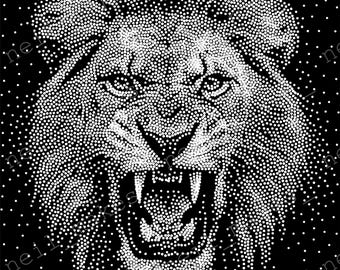 Lion Stipple Art Vector Image CNC Router Project / Laser Engraving File Download (svg, dxf & png files)