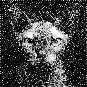 Sphinx Cat Stipple Art Vector Image CNC Router Project File Download (svg, dxf & png files)