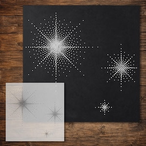 Stjärnschablon | Realistisk, mycket detaljerad gör-det-själv-Mylar-väggkonst, Stipple Art Crafts (Stor - 300 mm / 12" ca)
