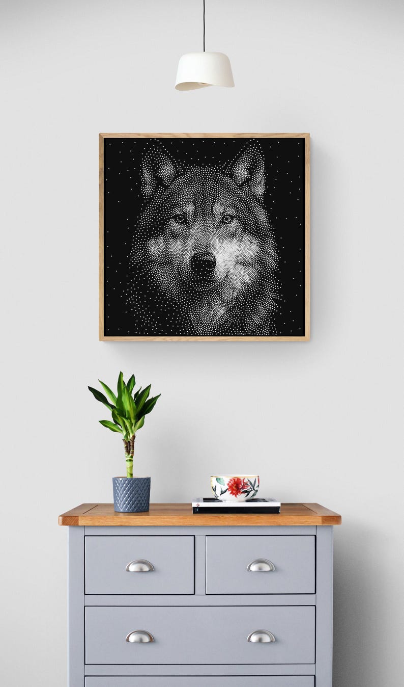 Wolf Stipple Art Vector Image CNC Router Project / Laser Engraving File ...