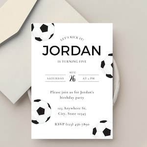 Soccer Birthday Invitation, Sports Baby Toddler Kids Adults Party Birthday Invite, Sport Celebration Invites, Editable 5x7 Canva Template