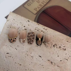 Brown Leopard Print Press On Nails: Chic Animal Nail Art