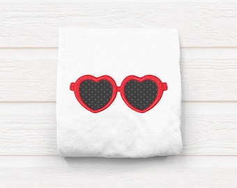 Heart Sunglasses Applique Embroidery File