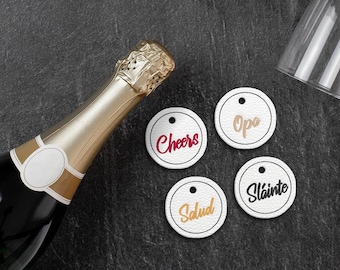 Toast Wörter ITH Weinglas Marker Charms Applikation Stickdatei