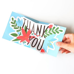 Floral Danke Pop Up Karte Drucken und Schneiden SVG-Datei