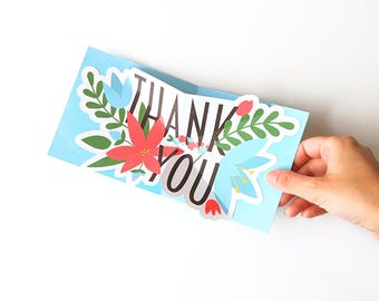 Floral Thank You Pop Up Card Print and Cut SVG File