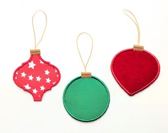 Stoff Weihnachtsornament ITH Applikation Stickdatei Trio