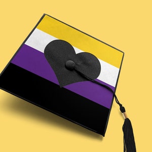 LGBT Pride Stripes With Heart Graduation Cap Decoration SVG for Cut or ...