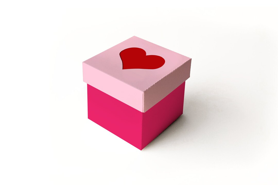 Heart Cube Box With Lid SVG Design - Etsy