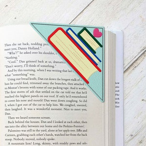 Stack of Books Corner Bookmark ITH Applique Embroidery File