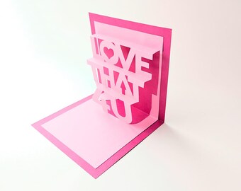Liebe das für dich Kirigami Wort Pop Up Karte SVG Datei
