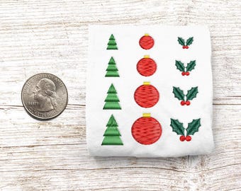 Weihnachtsbaum Ornament Holly Micro Stickdatei Trio