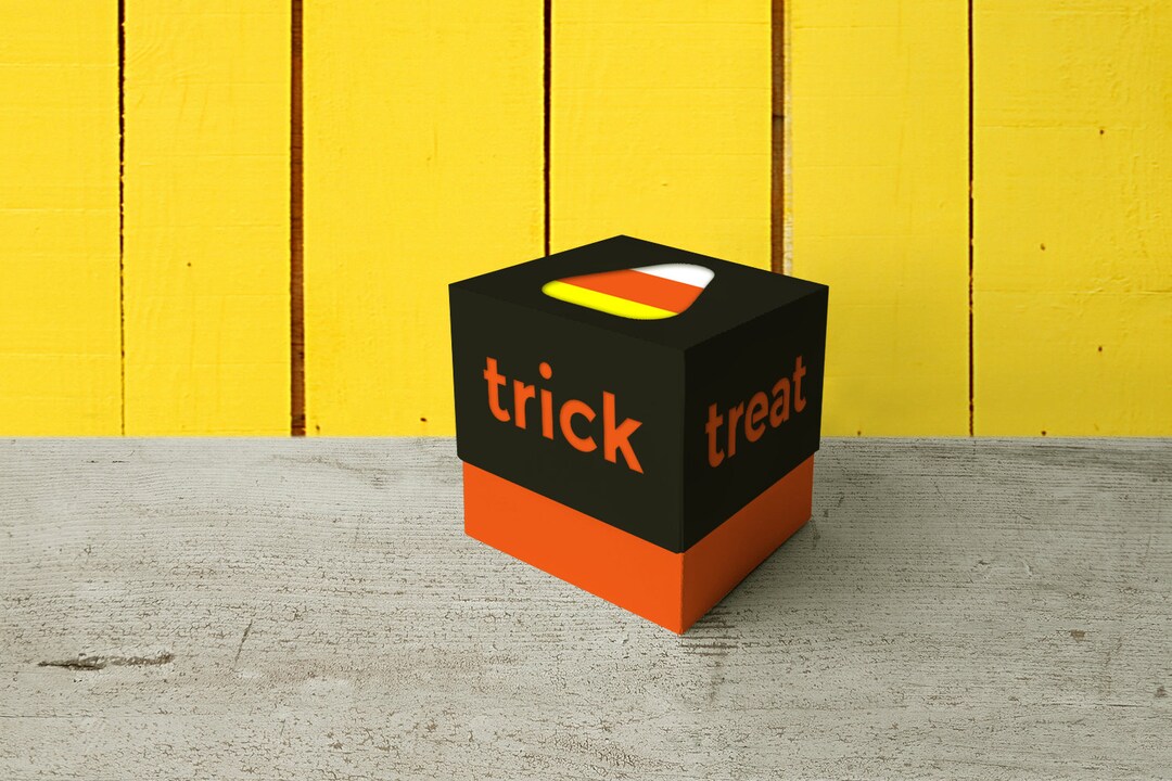 Halloween Candy Corn Trick or Treat Cube Box SVG Design - Etsy