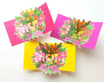 Tulip Bouquet Pop Up Card with Optional Mom Print and Cut SVG File