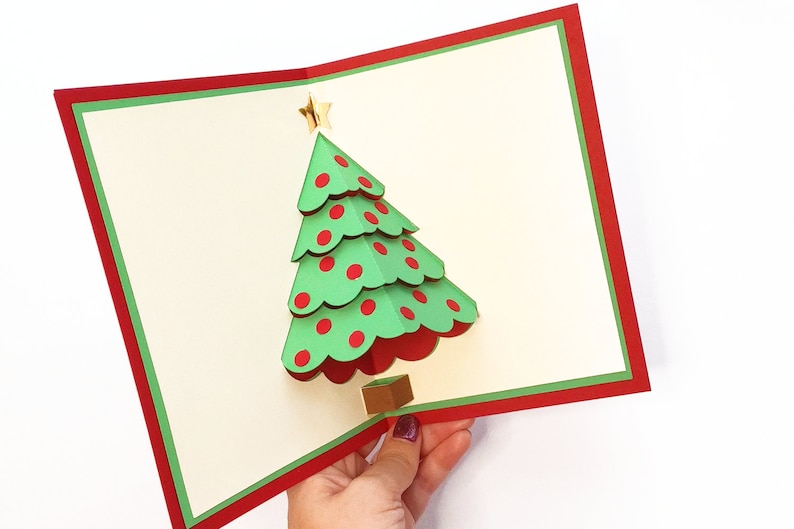 Christmas Tree Pop up Card SVG Design - Etsy