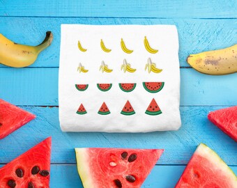 Banane Wassermelone Mikro Stickdatei Set