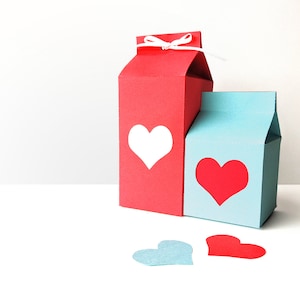 Milk Carton Boxes with Heart Cutout SVG Design