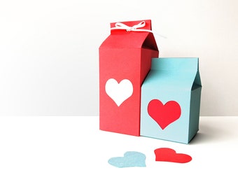 Milk Carton Boxes with Heart Cutout SVG Design