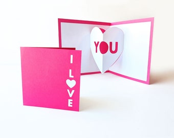 I Love You Heart Pop Up Card SVG File