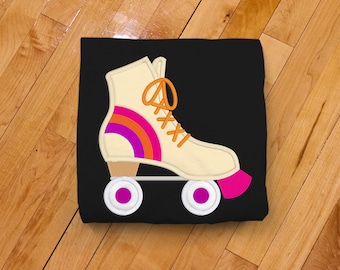 Archivo de bordado con apliques de patines retro