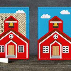 Schoolhouse Gift Card Holder ITH Applique Embroidery File