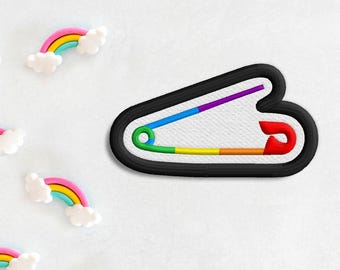 Regenbogen Sicherheitsnadel Aufnäher ITH Applikation Stickdatei