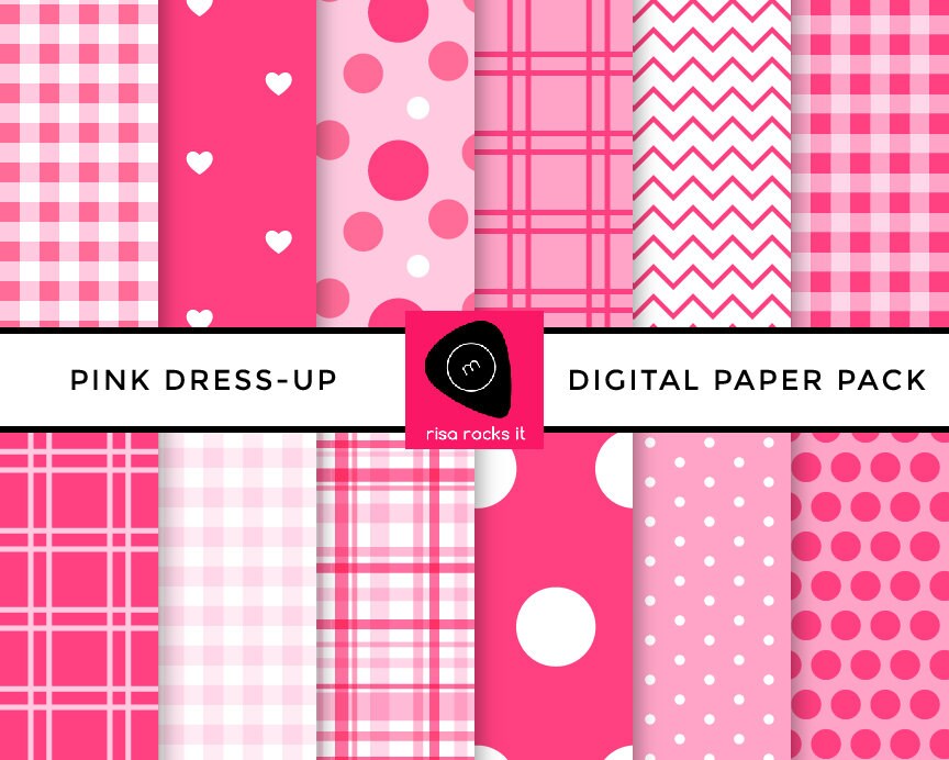 Pink Dress-up Digital Paper Pack - Etsy