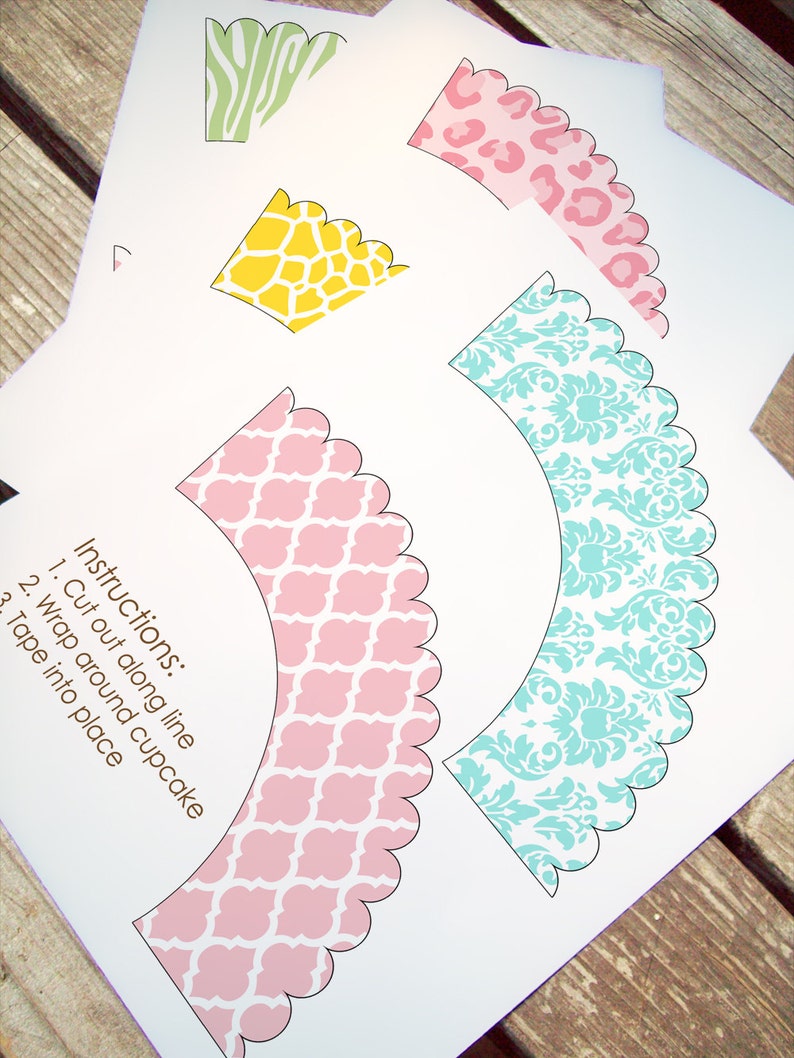 Custom Cupcake Wrappers Basic Printable PDF CHOOSE 2 Etsy