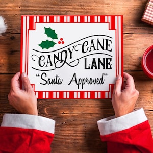 Candy Cane Lane Sign SVG Design