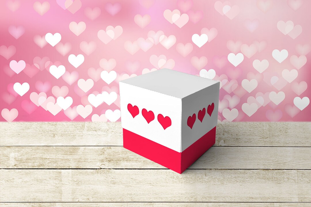 Triple Heart Cube Box With Lid SVG Design - Etsy