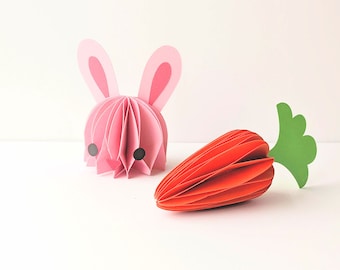 3D Honeycomb Easter Bunny Face and Carrot SVG File
