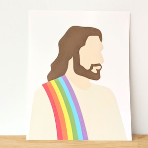 LGBT-Affirming Minimalist Jesus mit Regenbogen Schärpe SVG-Datei