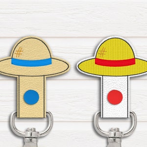Cartoon Straw Hat ITH Key Fob Applique Embroidery File