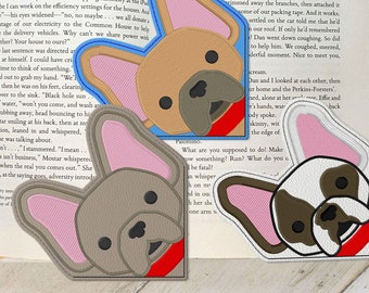 French Bulldog Face Corner Bookmark ITH Applique Embroidery File