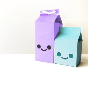 かわいい顔の切り抜き付き牛乳パックボックス SVG デザイン