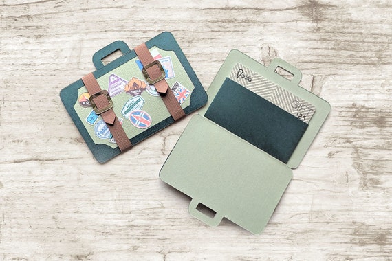 Suitcase Gift Card Holder SVG File with Printable PNG Travel Stickers