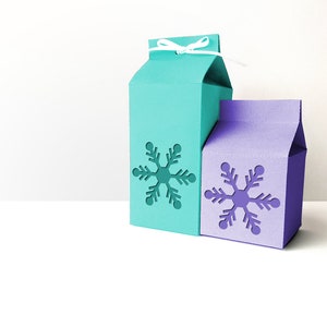 Milk Carton Boxes with Snowflake Cutout SVG Design