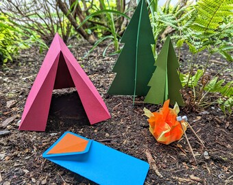 3D Camping Szene mit Zelt SVG-Dateiset