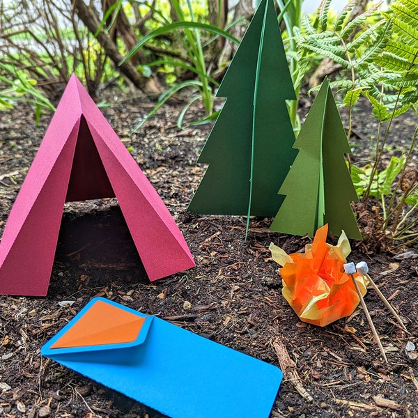3D Camping Scene with Tent SVG File Set