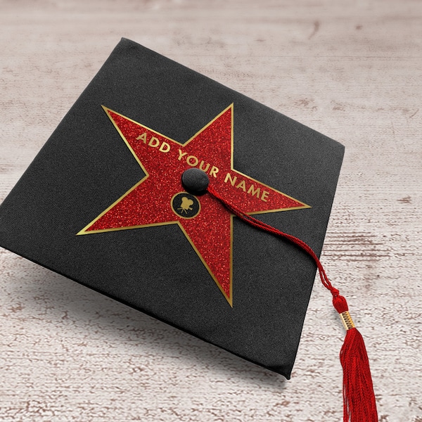 Hollywood Star Graduation Cap Decoration SVG for Cut or Print