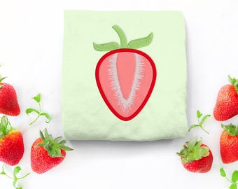 Sliced Strawberry Applique Embroidery File