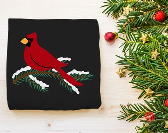 Winter Cardinal on Pine Branch SVG File