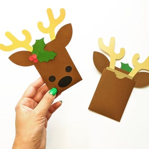 Reindeer Face Gift Card Holder SVG Design