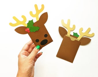 Reindeer Face Gift Card Holder SVG Design