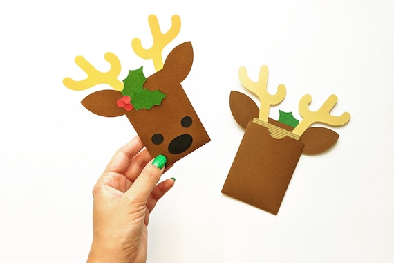 Reindeer Face Gift Card Holder SVG Design