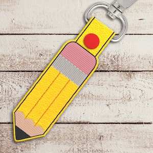 Pencil ITH Key Fob Applique Embroidery File