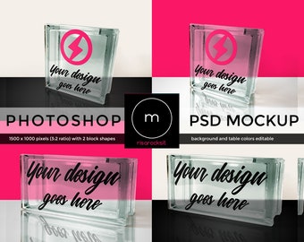 Glasblock PSD Photoshop Produktmockup Set